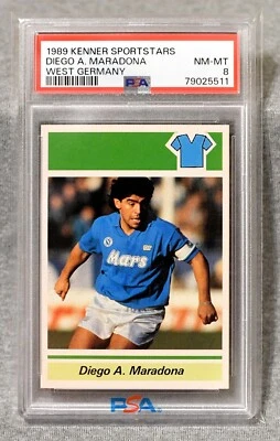 1989 Diego Maradona RARE French/German Kenner Sportstars card - PSA 8, POP 6!  - Изображение 1 из 2
