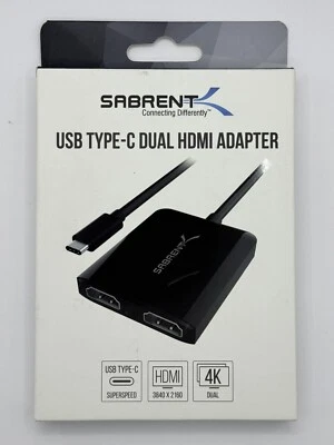 SABRENT USB Type C Dual HDMI Adapter [Supports Up to Two 4K 30Hz Monitors - Image 1 of 4