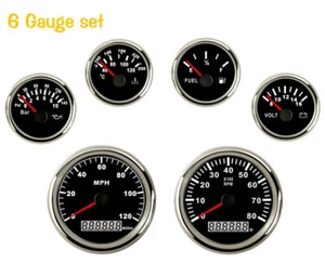 6 Gauge Set with Sender 120MPH Speedo Tacho Fuel Temp Volt Oil Pressure US STOCK - Imagen 1 de 10