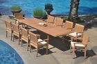 11-Piece Outdoor Teak Dining Set: 117" Rectangle Table, 10 Stacking Chairs Leve