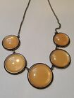 Charming Charlie Necklace Silver Tone Chain Peach Disc Chunky Statement 18"