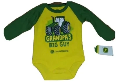 NUEVO CON ETIQUETAS John Deere niños GRANDPA'S BIG GUY manga larga una pieza TALLA 3/6 meses Foto 1 de 4