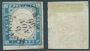 1855-63 SARDEGNA USATO EFFIGIE 20 CENT SASSONE 15G - A124 - Imagen 1 de 1