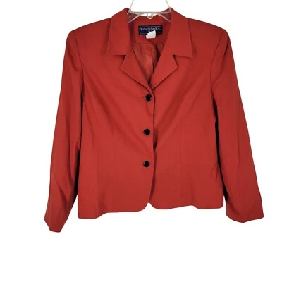VTG Red Blazer 12P Button Front Bold Careercore Power Dressing Office Chic Retro - Image 1 of 4