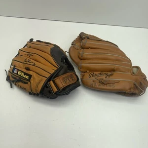 Guanti da baseball Wilson e Rawlings in vera pelle set di 2 buone condizioni - Foto 1 di 6