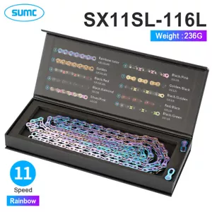 SUMC 11 Velocidades SX11SL MTB 116L Bicicleta de Carretera Bicicleta Arco Iris Cadena para Shimano SRAM - Imagen 1 de 11