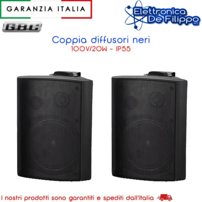 DIFFUSORE DA PARETE 100V / 20W - IP55 - CABINET NERO - Immagine 1 di 2