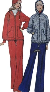 1970s Tracksuit Blouson Zipper Hoodie Flares Pants Style Sewing Pattern 4458 - Picture 1 of 3