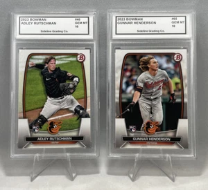Adley Rutschman & Gunnar Henderson Rookie Set Graded 10 Gem Mint 2023 Bowman RC - Picture 1 of 6