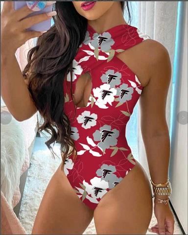 Atlanta Falcons Front Cross Swimsuits Backless Swimwear Halter Bathing Suit New Cover
