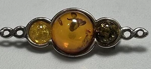 VTG Sterling Silver - POLAND Baltic Amber Brooch Pin - - Picture 1 of 4