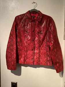 CLASSIQUES ENTIER Damen gefütterte Lederjacke Gr. M rot Reptil Print Taschen - Bild 1 von 15