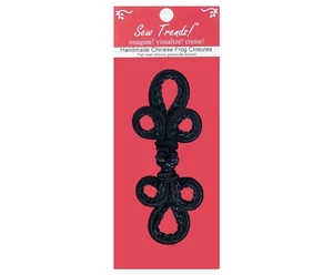 Frogs Button Closures-Black-Double Braid Three Loop - 1 Pair/pk. - #FG4750 - Picture 1 of 5