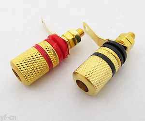 2pcs Amplifier Speaker Binding Post Long Gold Brass Solder Terminals Connectors - Picture 1 of 3