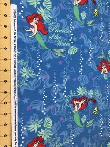 2015 Princess Of Waves Little Mermaid 33" X 42" Flannel Fabric #2052 - Picture 1 of 1