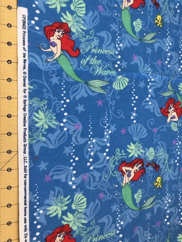 2015 Princess Of Waves Little Mermaid 33" X  42"  Flannel Fabric #2052 - Image 1 of 1