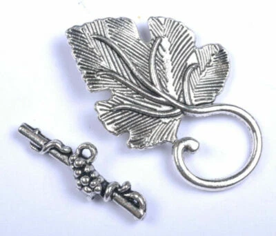 30 sets Antiqued Silver/gold Fashion Large Leaf toggle clasps for Jewelry Making - Image 1 of 4