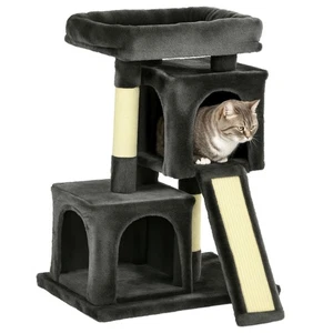 PawHut Cat Tree 83cm Indoor Cat Scratching Post Kitten Tower, Black - Picture 1 of 11