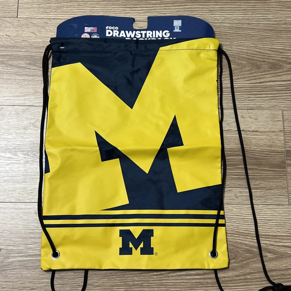 NEW Michigan Wolverines NCAA Drawstring Bag Backpack Cinch Book Sack (A49) - Image 1 of 4