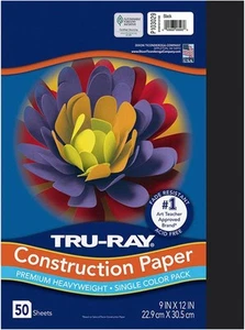 Pacon 103029 Tru-Ray Construction Paper, 76 lbs., 50 Count (Pack of 1), Black  - Picture 1 of 3
