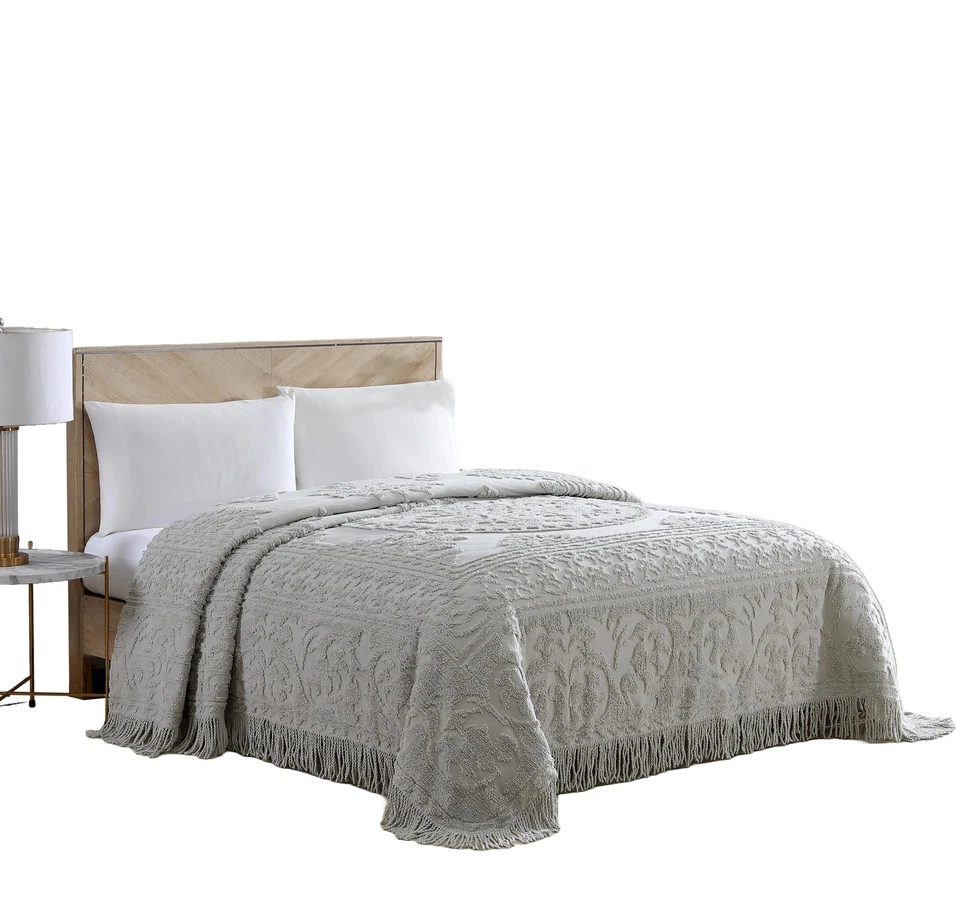 Beatrice Home Fashions Medallion Chenille Bedspread King Graymedbpskggry