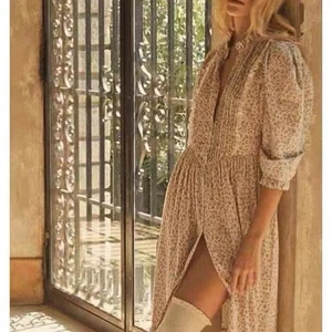 Doen Damen langes Kleid Blumenmuster Spitze Luftpolsterärmel - Bild 1 von 16