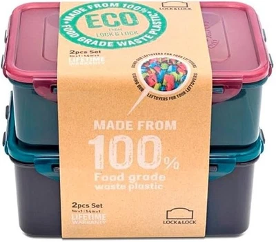 LocknLock Eco Food Storage Containers 2-Pack 1.4L & 1L Airtight BPA Free Durable - Image 1 of 4