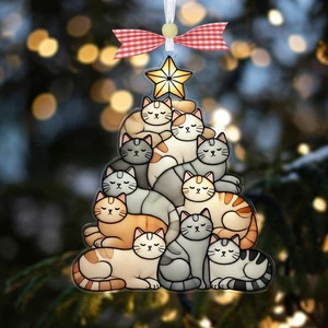 Gato Árbol de Navidad Adorno, Acrílico Arte Atrapasol Decoración de Navidad Regalo - Imagen 1 de 5