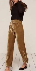 REFORMATION Stefan Pant in Gold Velvet Size Medium-FLAW - Picture 1 of 13
