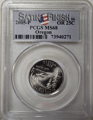 2005-P 25C PCGS MS68 - Clad  Satin Finish Oregon Quarter - Image 1 of 2