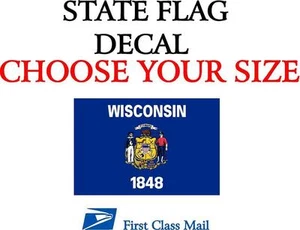 BANDERA DEL ESTADO DE WISCONSIN, PEGATINA, CALCOMANÍA, VINILO DE 5 AÑOS Bandera estatal de Wisconsin - Imagen 1 de 2