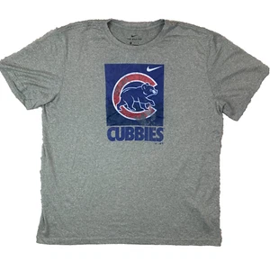 Nike Grey Cubbies Baseball Logo Short Sleeve T Shirt Tee Size Men's XL - Picture 1 of 14