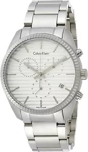 Calvin Klein K5R37146 Alliance Silver Tone White Chrono Dial Mens Swiss Watch - Picture 1 of 4