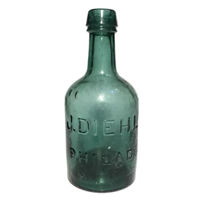 SELTENE J. Diehl Privy Dug Iron Pontil Flasche grün Philadelphia - Bild 1 von 16
