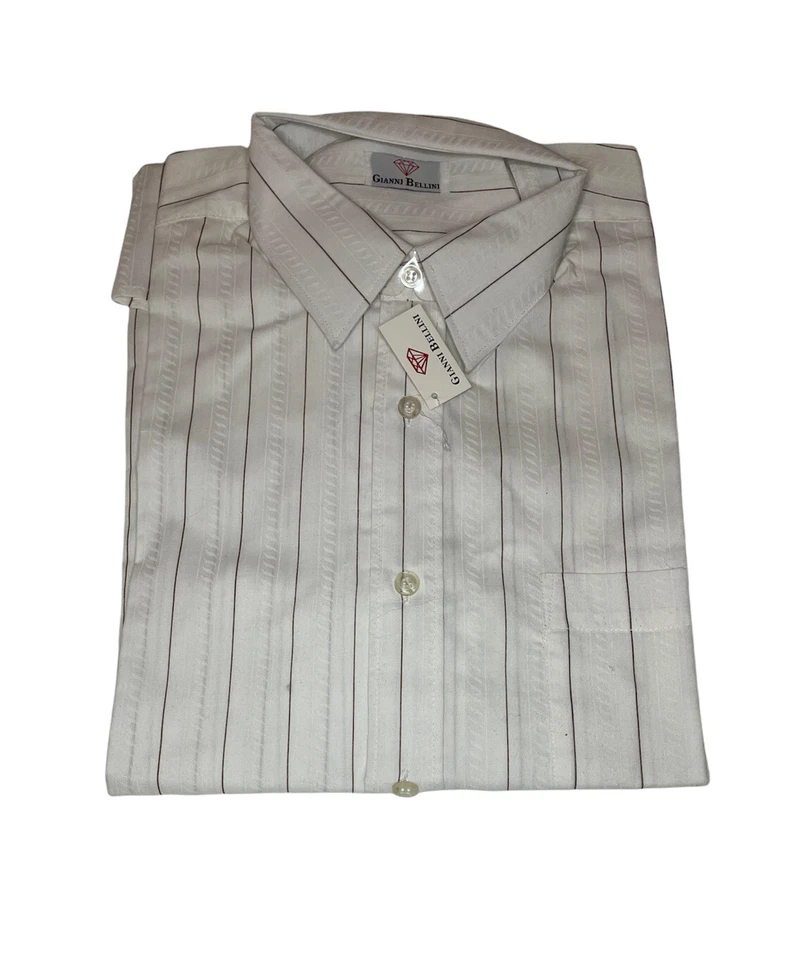 NUEVO CON ETIQUETAS Camisa de Vestir Gianni Bellini Para Hombres 16 Pulgadas 41 Cm Rayas Blancas Bolsillo Diamante Foto 1 de 4