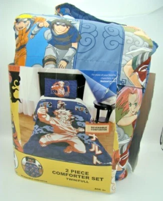 Naruto Kids 2-Pc Comforter + Pillowcase Set 72"x86" Twin/Full Reversible NEW - Image 1 of 4