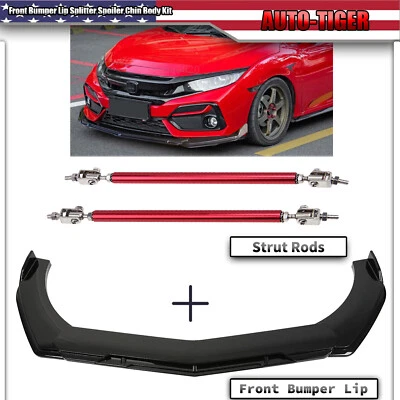 Kit de carrocería de alerón divisor de labios parachoques delantero para Honda Civic Hatchback Si Foto 1 de 4