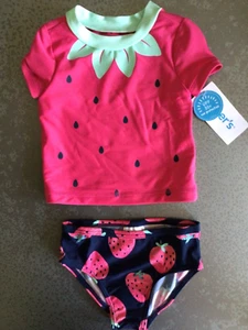 Carters swim suit baby girl 3 month 2 piece rashguard UPF 50+ Strawberry - Picture 1 of 1