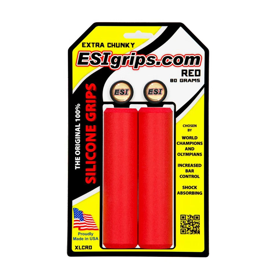 ESI EXTRA CHUNKY 100% Silicone MTB Bike Grips : 34mm/130mm RED - Image 1 of 1