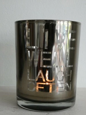 Large Glass Tea Light Holder/ Candle Holder - LIVE WELL LAUGH OFTEN - Image 1 of 4