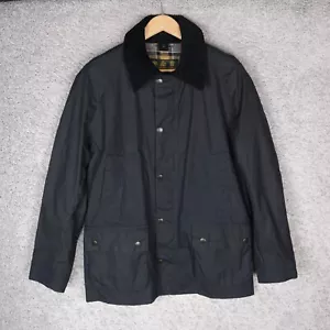 BARBOUR MEN'S JACKET ASHBY WAX JACKET L LARGE NAVY BLUE ZIP ENGLAND NEW - Picture 1 of 12