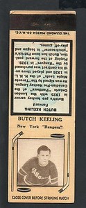1935-36 Diamond Hockey Matchcover-Butch Keeling-New York Rangers Near Mint