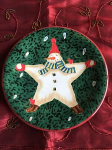 Set of 4 Snowman Star 8" Christmas Dessert Plates - Picture 1 of 3