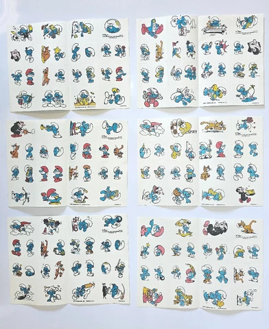 Vintage 1982 Topps Smurfs Temporary Tattoos 6 Sheets with 24 Tattoos Per Sheet Cover