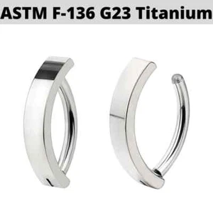 14G 1/2" 3/8" Titanium Hinged Belly Button Clicker Curved Buckle Navel Hoop Ring - Picture 1 of 5