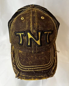 Gorra TNT Envejecida Snapback Marrón Amarillo Logo Frontal Adulto Papá Mezcla de Algodón - Imagen 1 de 5