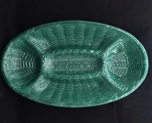 Fapor Portugal grün 16,5 geteilt oval Servierschale Relish Tablett Korbgeflecht LESEN - Bild 1 von 6