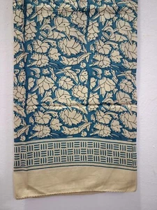 Blue Sarong Pareo for Women Sarong Block Print Cotton Voile Cover Up Wrap Dress - Picture 1 of 7