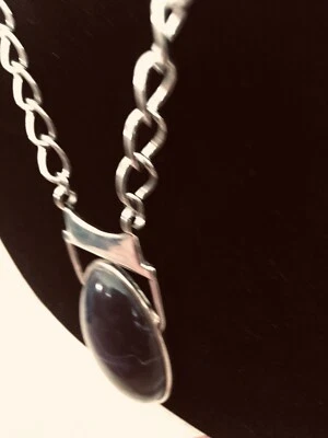 "Collar Lia Sophia ovalado imitación piedra mármol colgante cadena larga se extiende a 38""" Foto 1 de 4