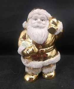 Santa Claus Figurine Hand-Laid Gilding Over Fine Porcelain - Picture 1 of 8